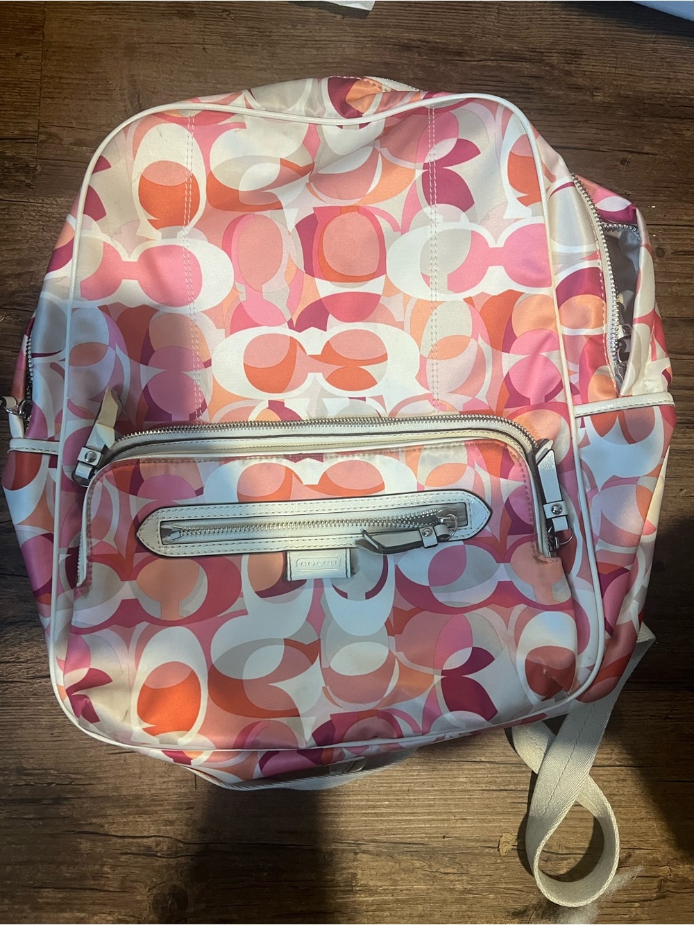Coach Pink Peach Signature Logo Backpack